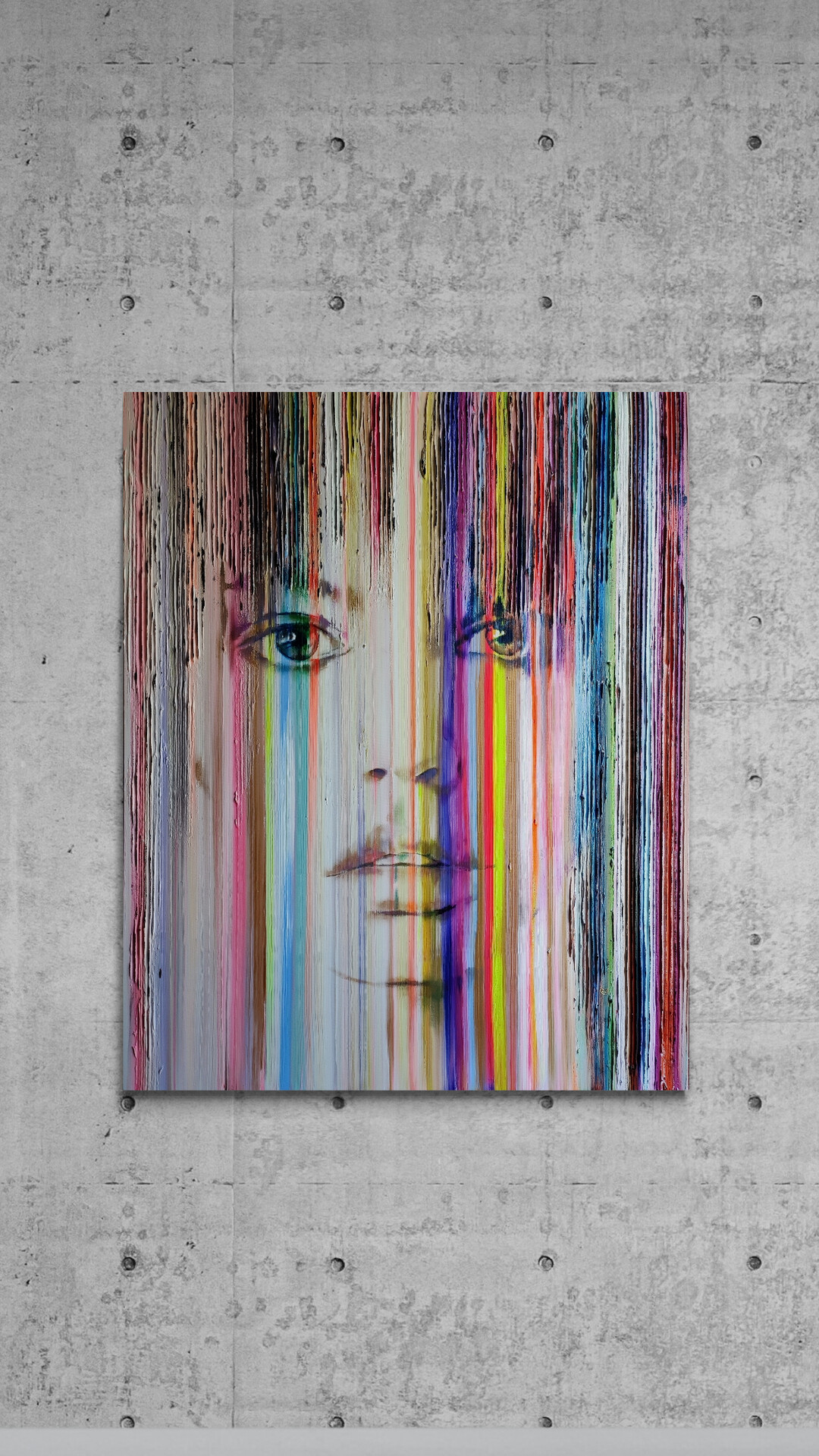 Large-scale Shadow Colors painting installed on a concrete wall